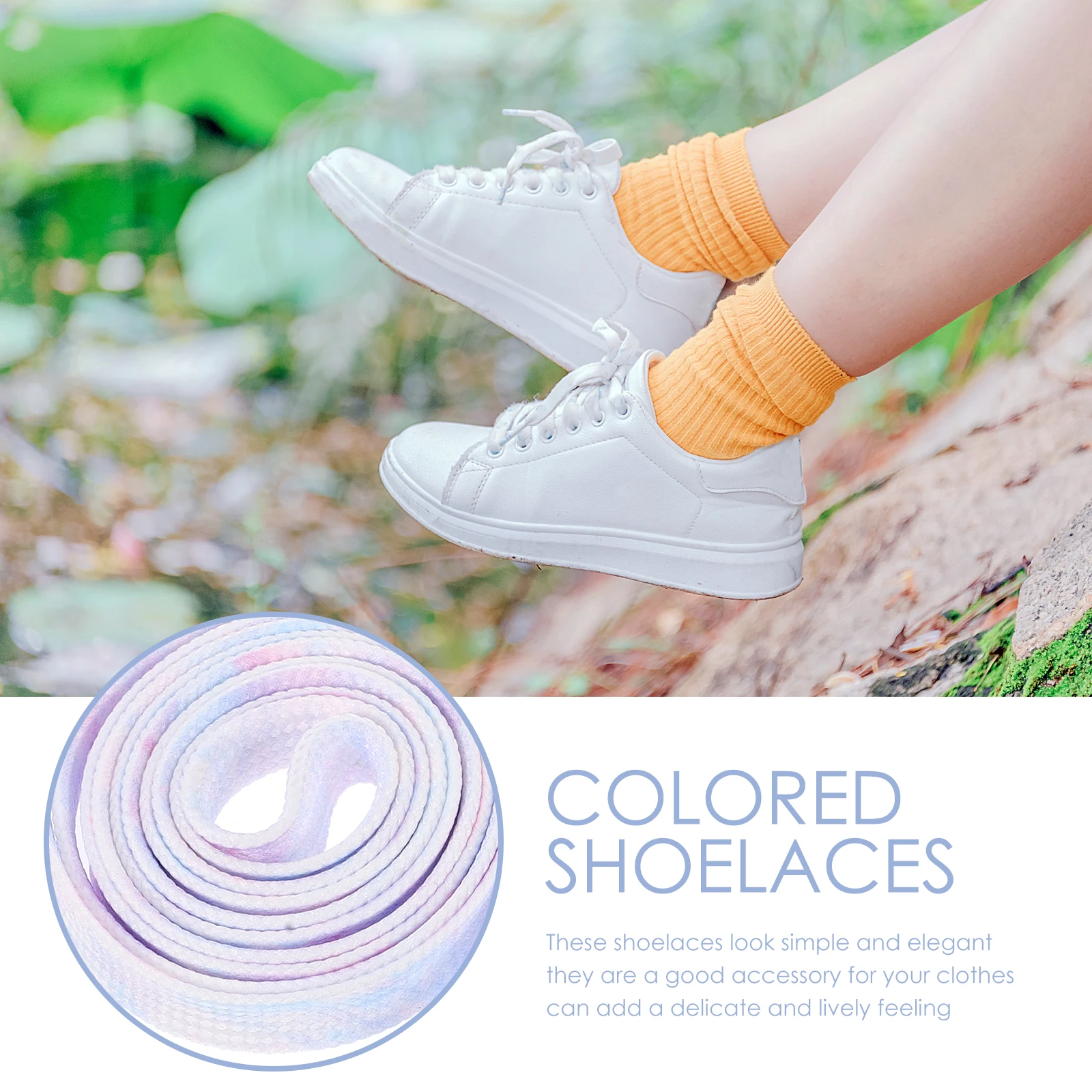 

2 Pairs White Creative Tie dye Shoelaces for Sneakers Flat Accessories Durable Premium Material Unique Design Canvas Shoes Strap