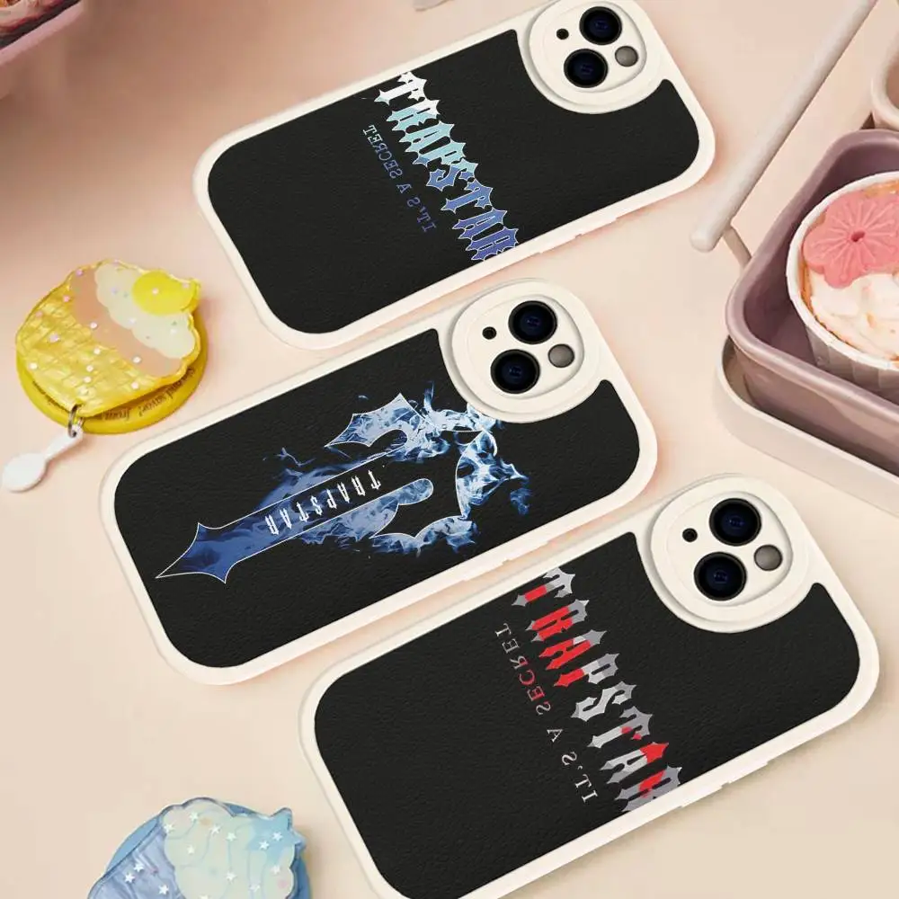 

T-Trapstars Phone Case For IPhone 16 15 14 13 12 11 Pro Max Plus 16E Soft Leather Cover