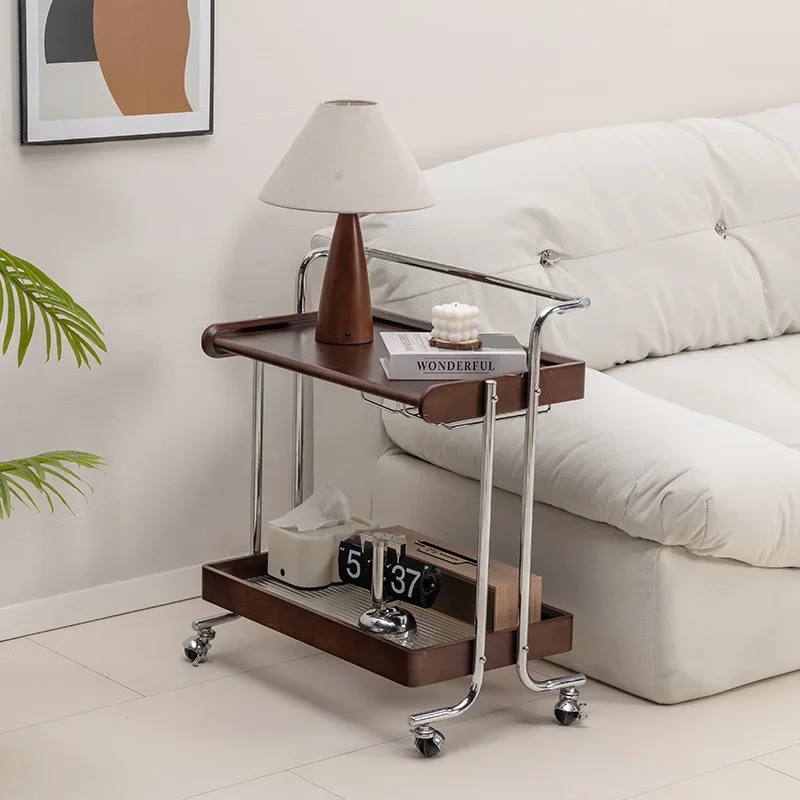 Home Living Room Sofa Storage Side Table Coffee Tables Movable Trolley Study Magazine Bookshelf Bedside Storage Rack