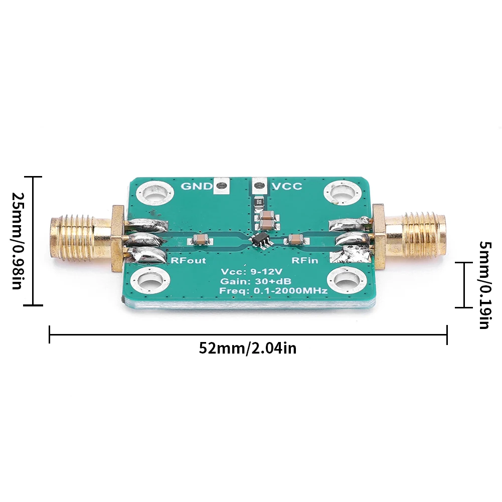 Guadagno 32dB amplificatore di segnale RF a banda larga scheda amplificatore a banda larga RF a basso rumore LNA 0.1-2000MHz guadagno modulo a banda