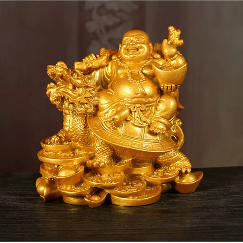 Laughing Buddha Statue Chinese Feng Shui Money Maitreya Buddha Sculpture Figurines Ornaments Gift For Car Decoration Auto Decor