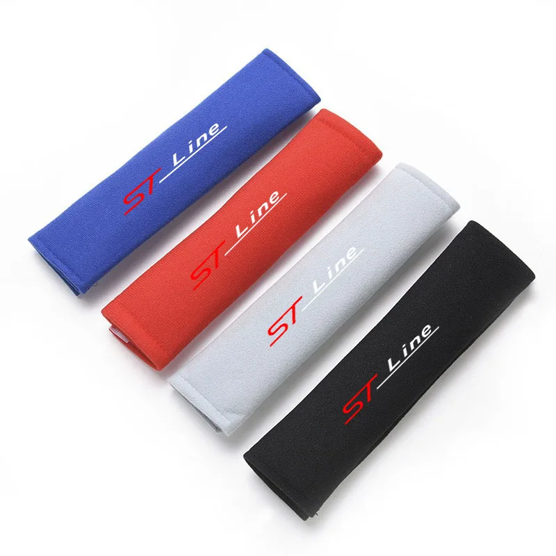 2PCS Car Seat Belt Cover Shoulder Protector Pad for Fiesta ST Mondeo Fusion Escape Edge Kuga ST LINE Auto Accessories