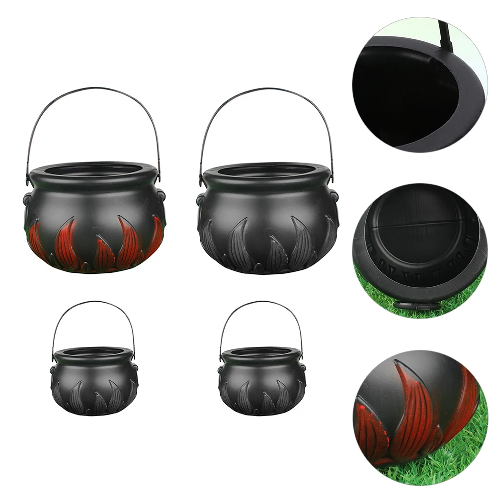 

4Pcs Halloween Flame Candy Jar Storage Pot Kids Handheld Candy Bucket Halloween Decor
