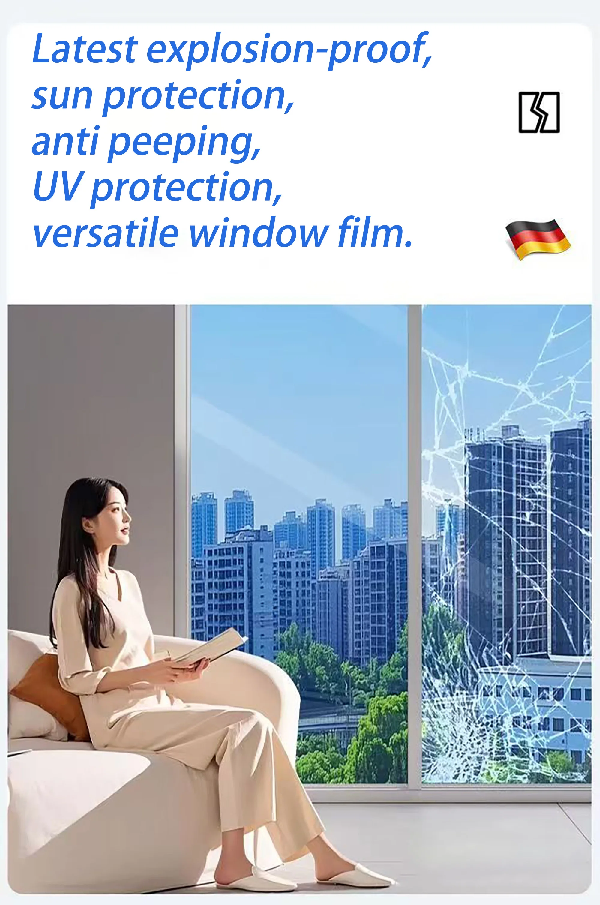 

Large size one-way mirror window film anti peeping, sun protection, UV protection glass sticker self-adhesive window film