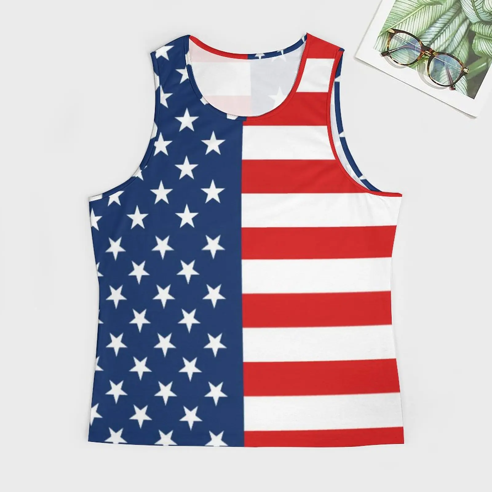 American Flag 4th of July Tank Top Mens Stars and Stripes Print Cool Tops Daily Gym Graphic Sleeveless Vests Plus Size