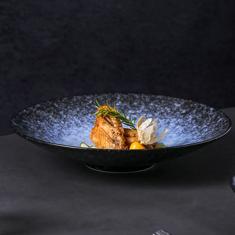 Kiln Color-changing Western Food Dish Ceramic Salad Dish Soup Bowl Dessert Snack Bowl Sashimi Dish Artistic Conception Tableware