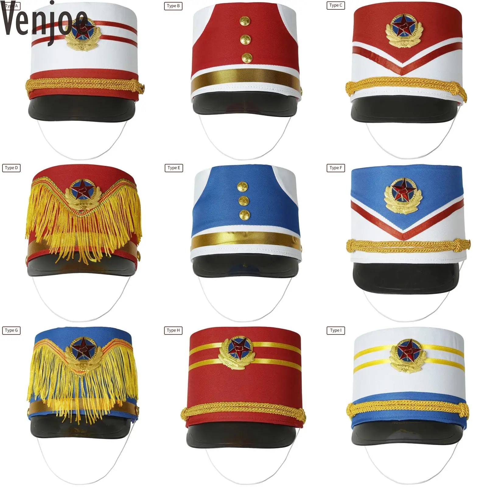 Children Soldier Hat Drum Head Hat Kid Boys Girls Hat-nutcracker Costume Accessories Stage Performance Halloween Cosplay Cap