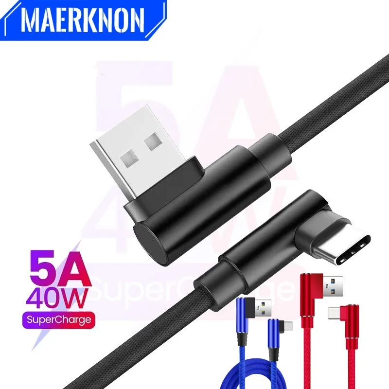 40 واط USB 90 درجة الكوع كابل بيانات الهاتف PD شحن سريع بيانات الحبل نوع-c شحن سريع 3.0 خط شحن لهواوي الشرف Xiaomi #2