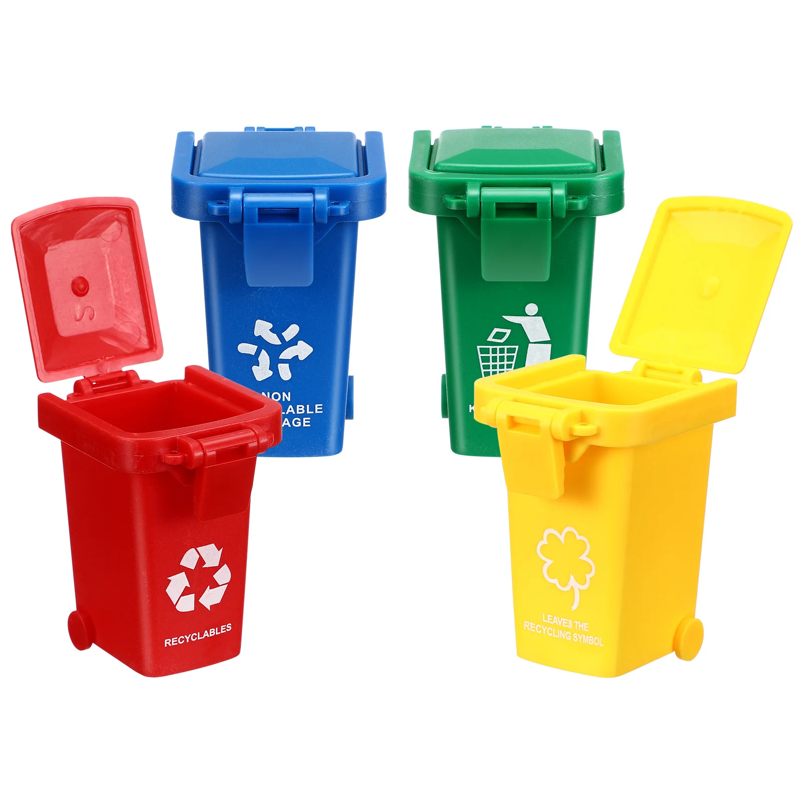 

4 Pcs Flip Sliding Trash Mini Garbage Bins for Kids Recycling Educational Sorting Games Building Blocks