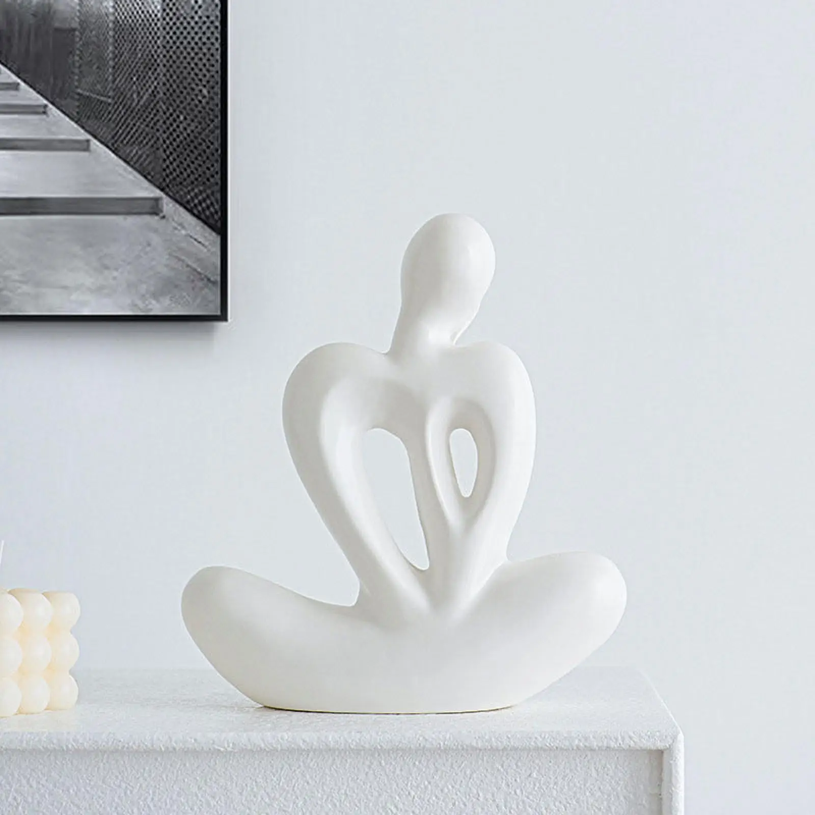 

Abstract Thinker Statue Decorative Adornment Collections Tabletop Ornament Ceramic Character Figurine for Shelf Cabinet Office