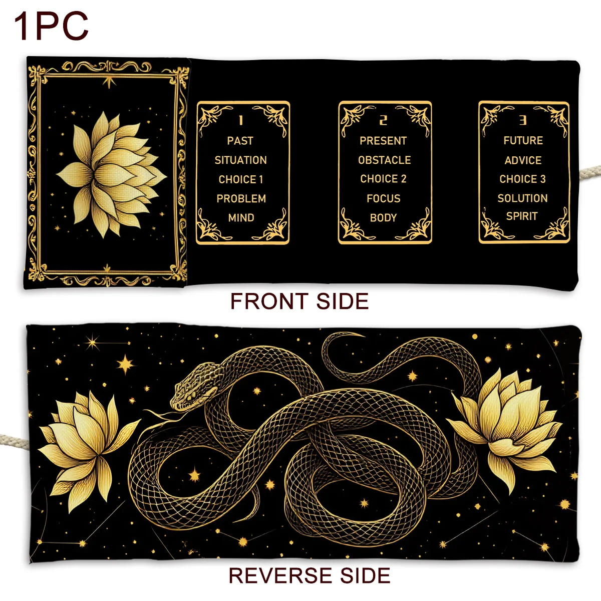Golden Lotus Snake Tarot Storage Bag For Divination Cloth Moon Butterfly Star Shine Portable Tarot Card Bag Oracle Card Pouch