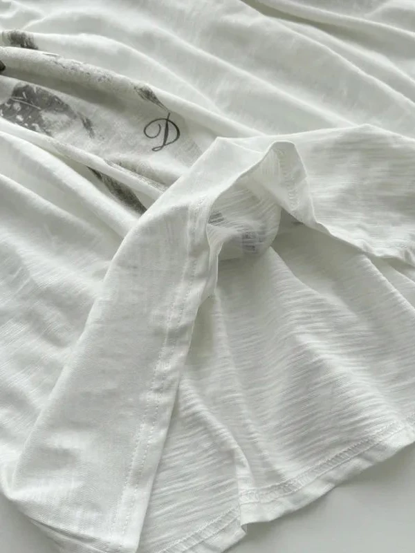 الغزلان طباعة رقيقة طويلة الأكمام تي شيرت امرأة الخريف س الرقبة انظر من خلال مثير التي شيرت الإناث الحلو لطيف الحيوان نمط القطن تيز