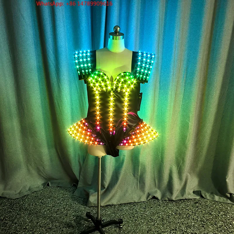 LED Luminous Robot CostumeLED Luminous Clothing Remote Control Coloul Light Women's Stage Wear KTV Atmosphere Props Bar Peor