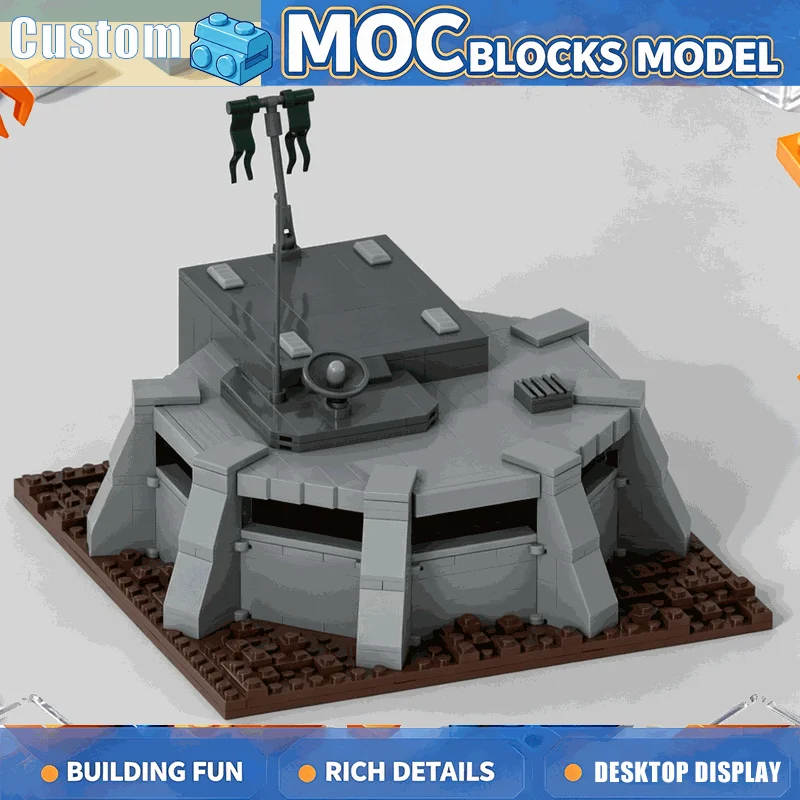 619PCS Command Base Bunker MOC Building Blocks Custom Army Fortress Building Model Assembly Creative Collection Educational Gift