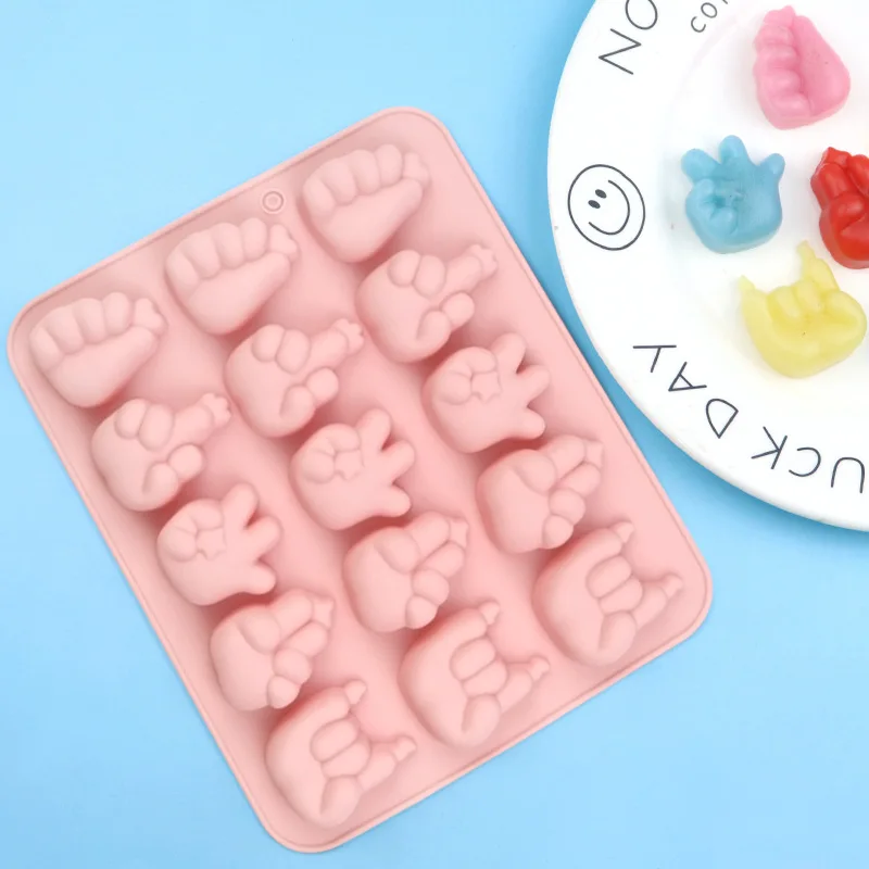 Wholesale 15 with Different Gestures, Silicone Chocolate Mold, Cartoon Biscuit Jelly Mould DIY Baking 643