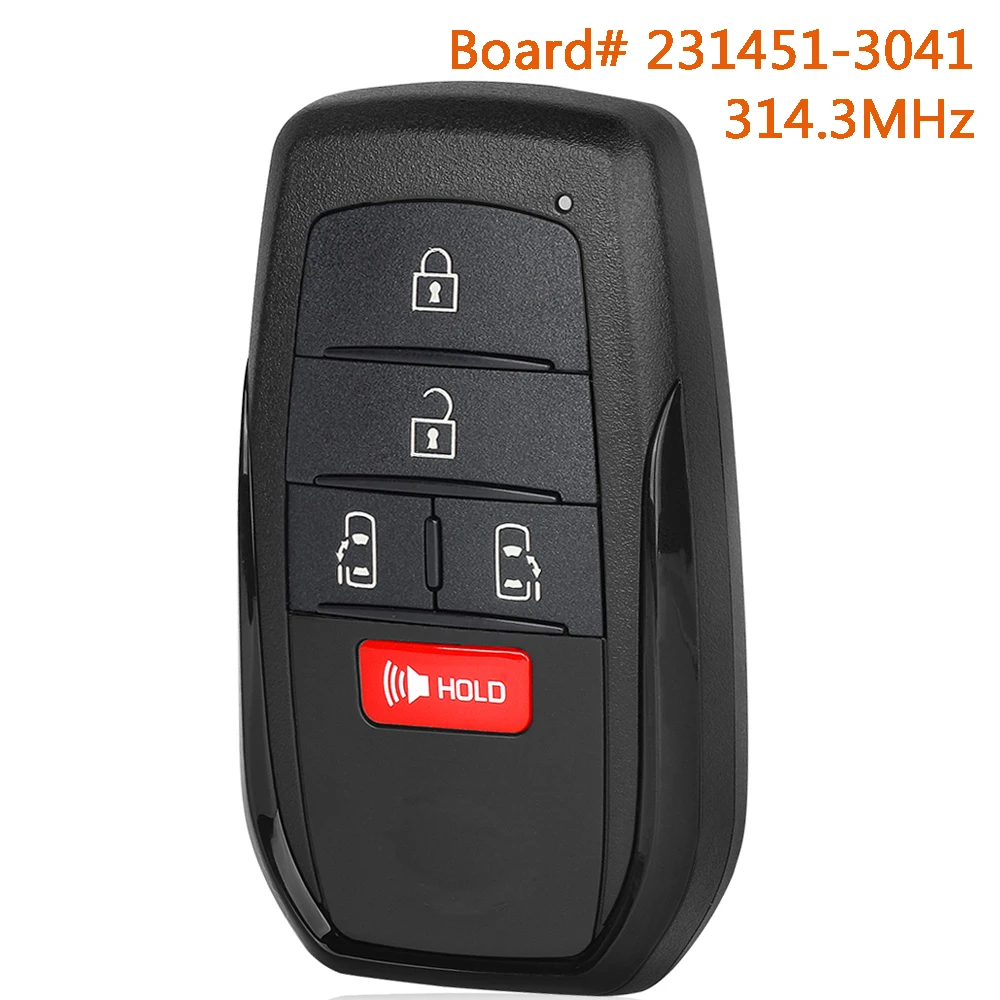 

KEYECU 231451-3041 314.3MHz Smart Remote Key Fob for Toyota Sienna 2021 2022 2023 HYQ14FBX 5 Buttons