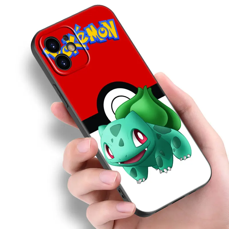 Bulbasaur Pokemon Phone Case For Apple iPhone 14 13 12 Mini 11 Pro XR X XS MAX 6S 7 8 Plus SE 2020 2022 5S Black Cover