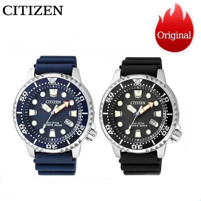 Citizen Men\'s Luxury Brand Watch, Promaster Diver Series, Eco-Drive Quartz Relógio de pulso, fita calendário de três pinos, moda, novo