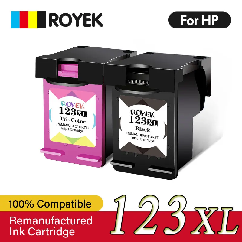 

ROYEK 123XL For HP123 123 Ink Cartridge Compatible DeskJet 1110 1111 1112 2130 2132 2134 Officejet 3830 3831 3832 3834 Printer