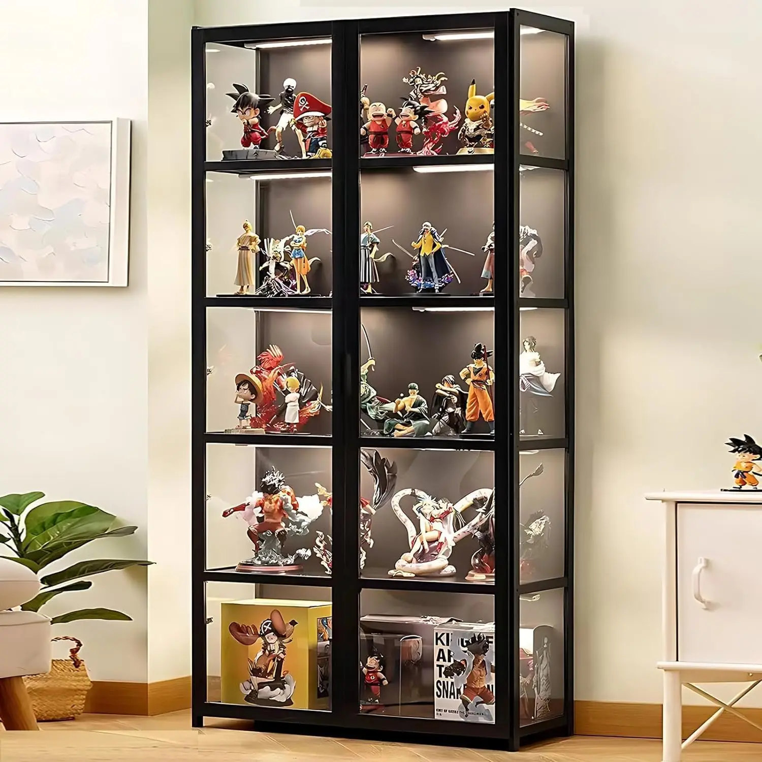 Display Cabinet with Acrylic Glass Door, Collectibles Toy Organizers Rack & Display Shelf, Kids Bo