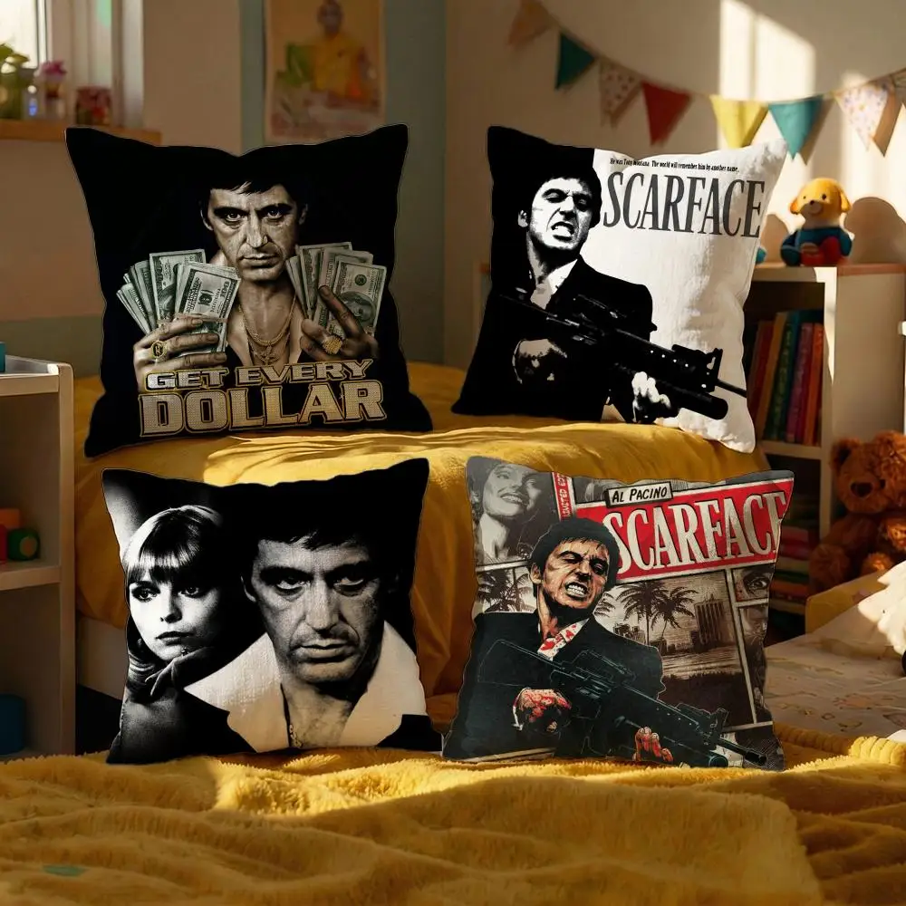 Film Scarface Kissenbezug, dekorative Kissenbezüge, Sofa-Bezug, 50 x 50 cm, 4-teilig, 45 x 45 cm, 40 x 40 cm, Kissenbezug