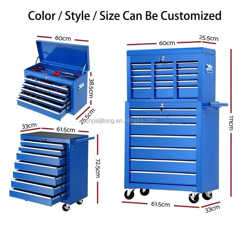 Heavy Metal Tool CartToolbox Durable Professional Workshop Garage Tool Cabinet with Wheels Trolley Tool Case With Layer