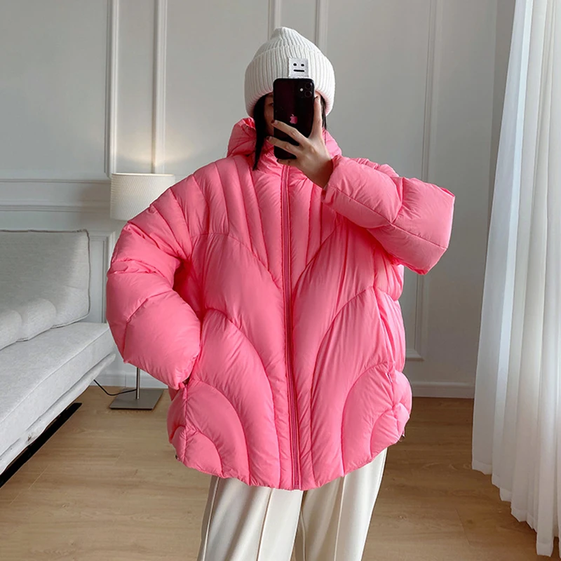 

Зимний белый утиный пуховик с капюшоном, пуховик, женская однотонная теплая верхняя одежда, пальто, женские короткие толстые свободные паркерные пуховики