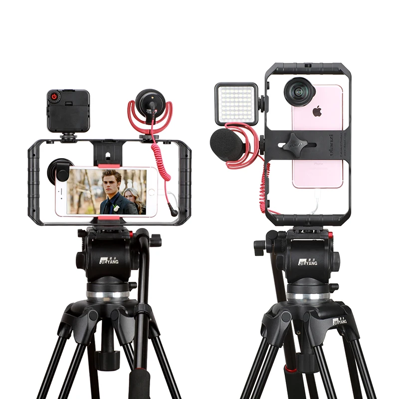 Ulanzi u-rig Pro Smartphone zestaw wideo w 3 uchwytach do butów filmowanie Case ręczny telefon stabilizator kamery uchwyt mocowanie do statywu stojak