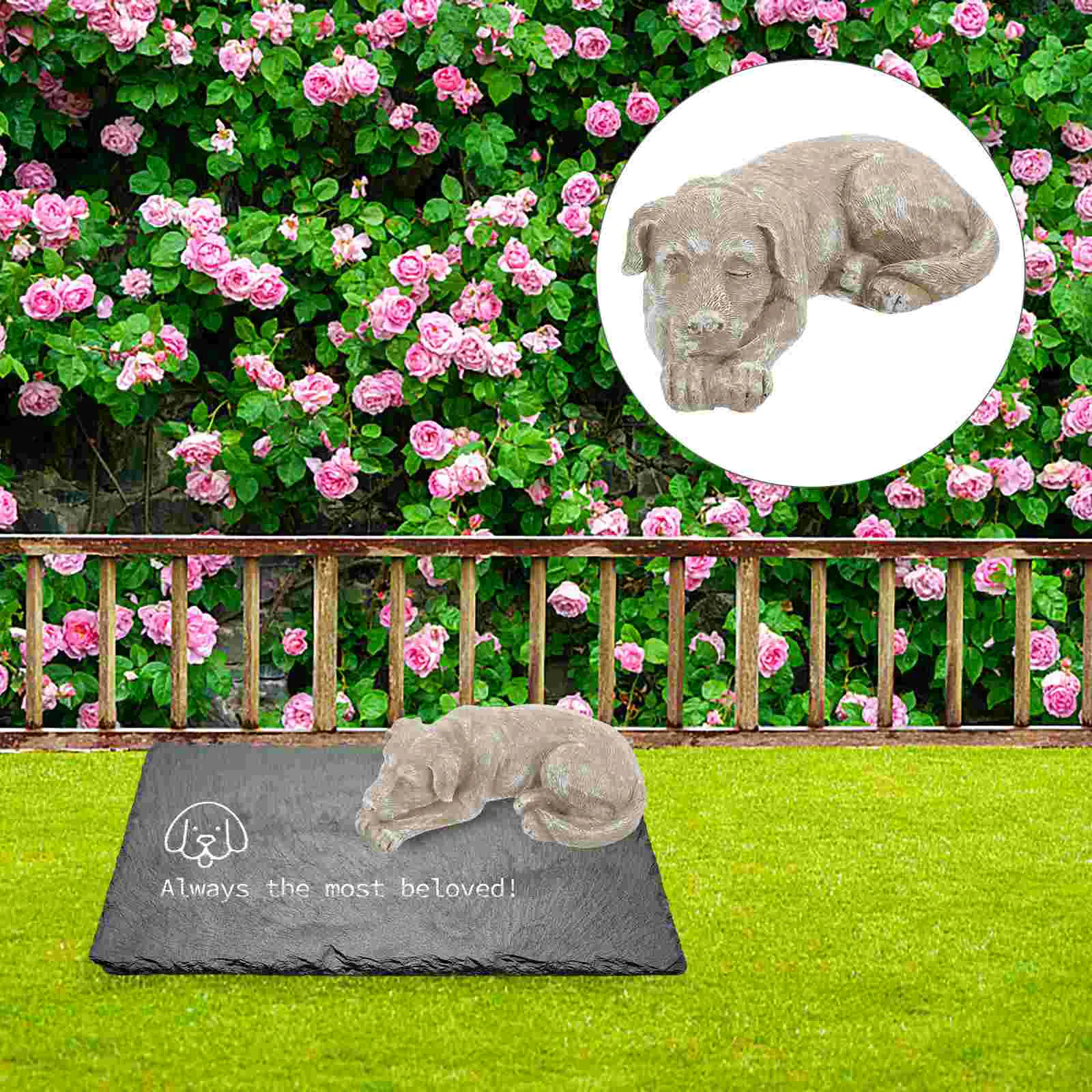 Dog Memorial Stone Figurine Garden Pet Tombstone Statue Cat Cemetery Decorative (Dog) Animal