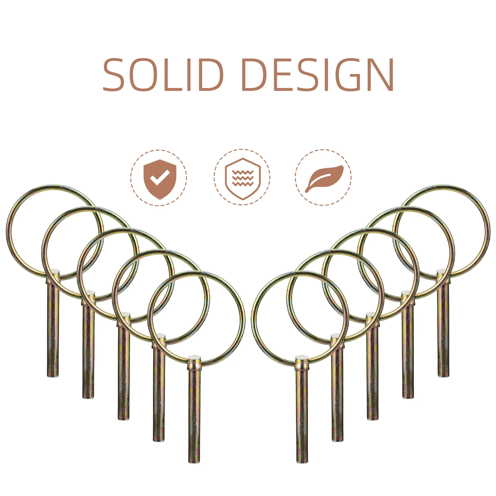 

10 pcs Duty Linch Pin With Ring Lynch Pin Carbon Steel Zinc Plated Anti Rust Rings Spring Loaded O-pin for Farm Tractors
