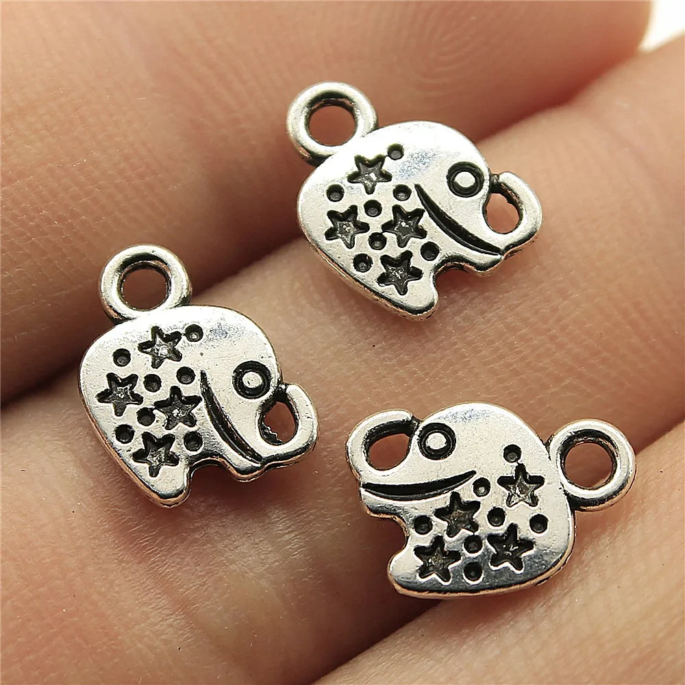 WYSIWYG 40pcs 12x9mm Elephant Charms For Jewelry Making Cute Small Elephant Charms Small Elephant Charms