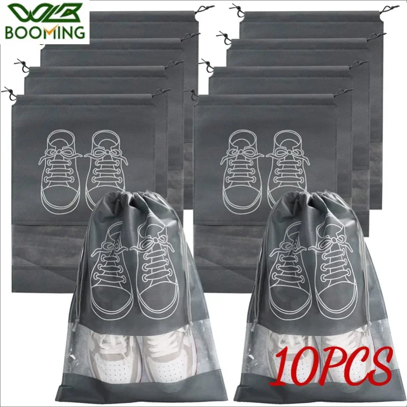 

5pcs Shoes Storage Bags Closet Organizer Non-woven Travel Portable Bag Waterproof Pocket Clothing Hanging Bag