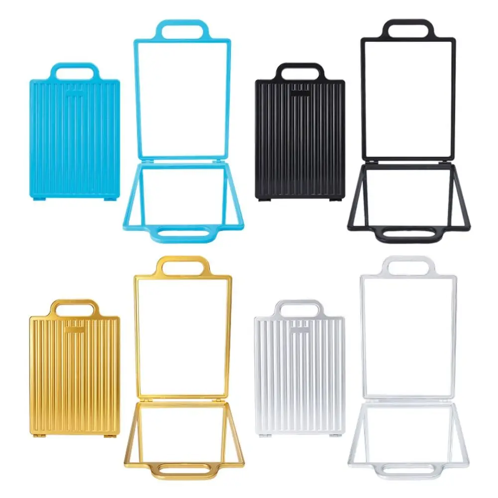 Dupla face cabeleireiro espelho portátil retrovisor dobrável salão de beleza espelho de mão de barbearia de alta definição