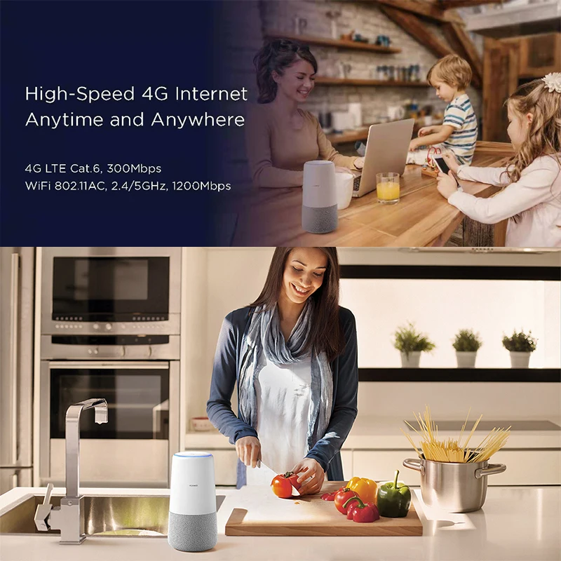 ReallAO New HW AI Cube B900-230 Router Modem 4G WiFi Sim Card 300Mbps Extender Signal Booster For Alexa Enabled Smart Speaker