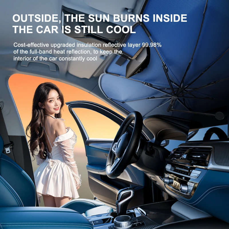 BLALION Upgraded Car Windshield Sunshade Umbrella Foldable Car Sunshade Front Window Cover for UV Ray Block Sun Heat Protection