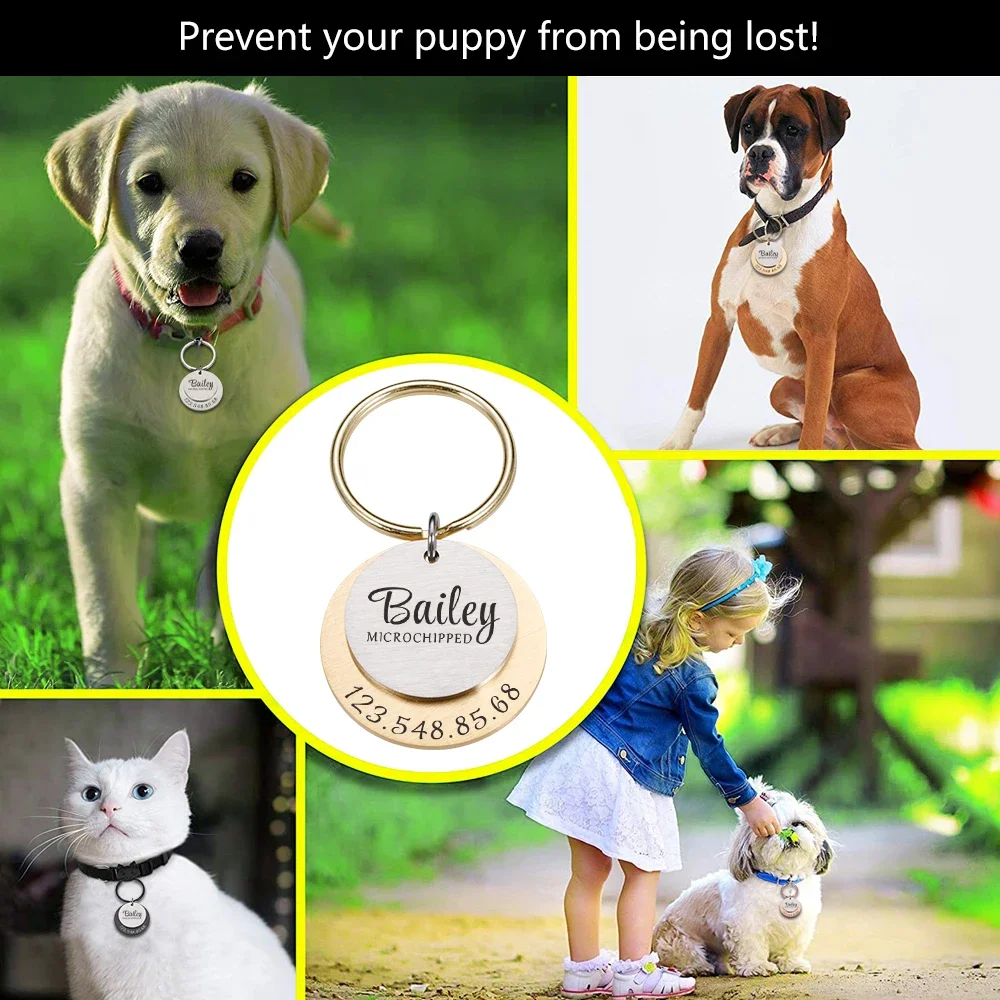 Personalized Engraving Pet ID Tags Anti-lost Dog ID Tag Identification Customized Pet Name Puppy Collar Dog Cat Tag Pet Supplies