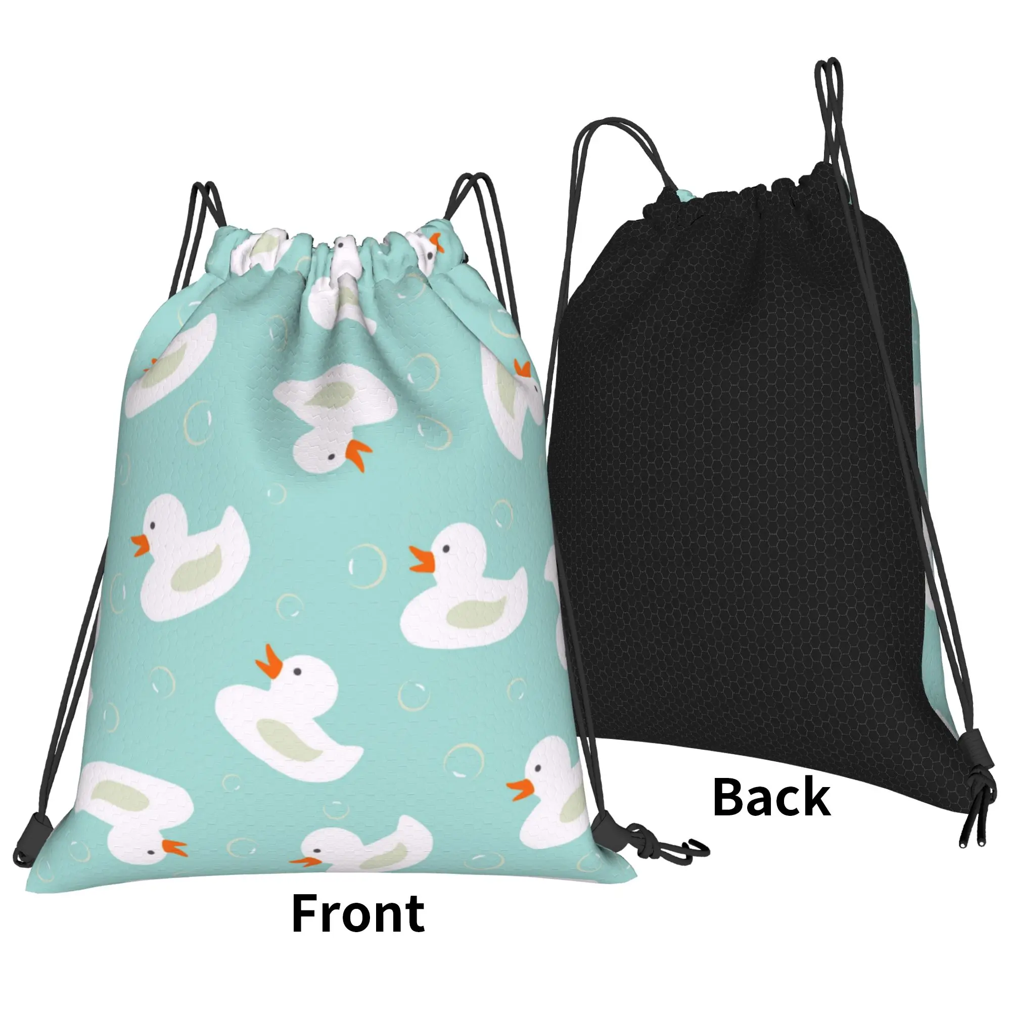 Kawaii Duck Bubbles Drawstring Backpack Sports Gym Sackpack Water Resistant Animal String Bag for Cycling 36cm (W) x 43cm (H)