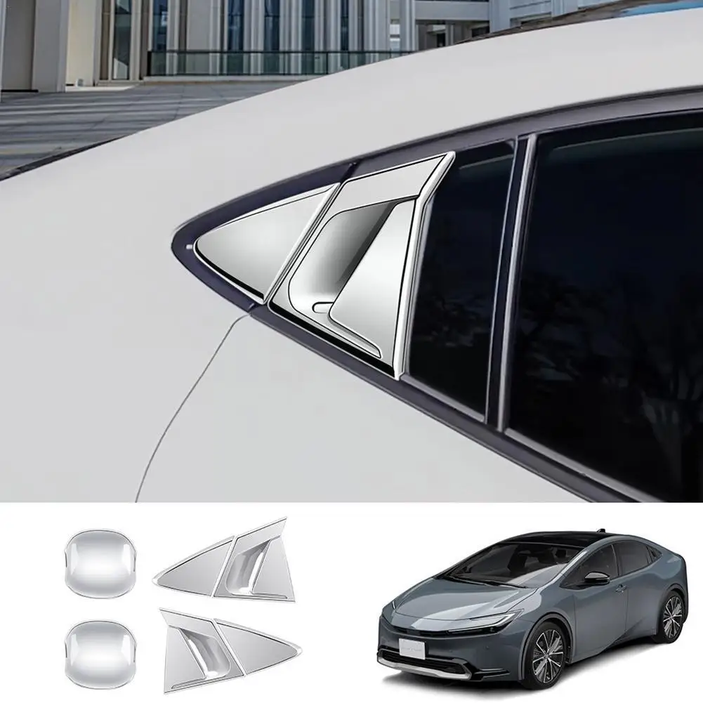 Rear Window Decor For Toyota Prius 60 Series 2023 ABS Black Carbonfiber Rear Door Handle Bowl Frame Rear Triangle Trim Exte Y8H5