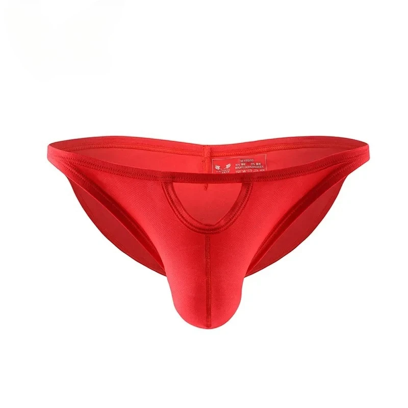 Men's Bulge Briefs Gays Sexy Low Waist U Convex Pouch Underwear Breathable Solid Color Nylon for Men Front Hole Daily Underpants