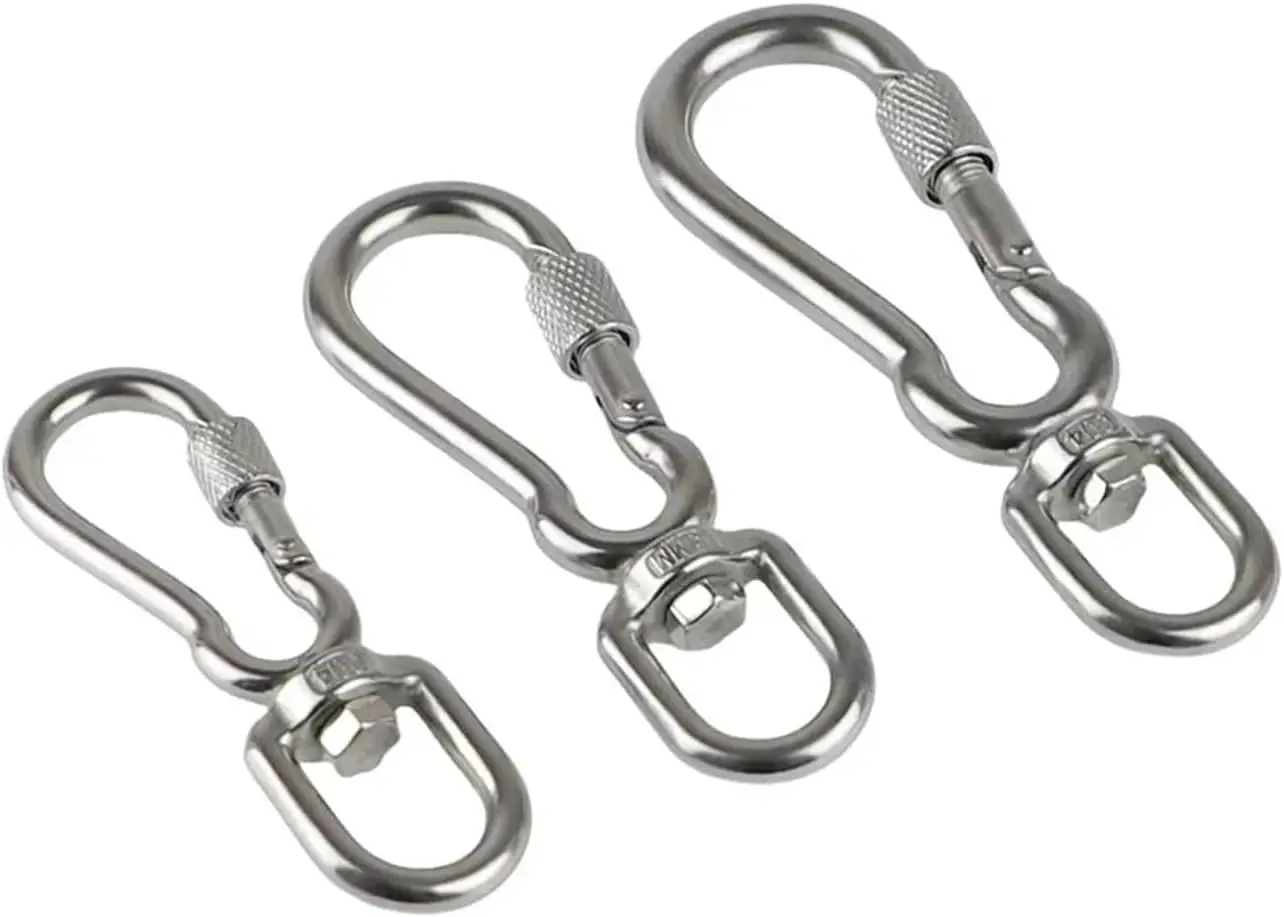 Heavy Duty Edelstahl Rändelschraube Verriegelung Karabiner Feder Snap Clip Link Haken Verriegelung Hundeleine Schnalle Schnellverschluss