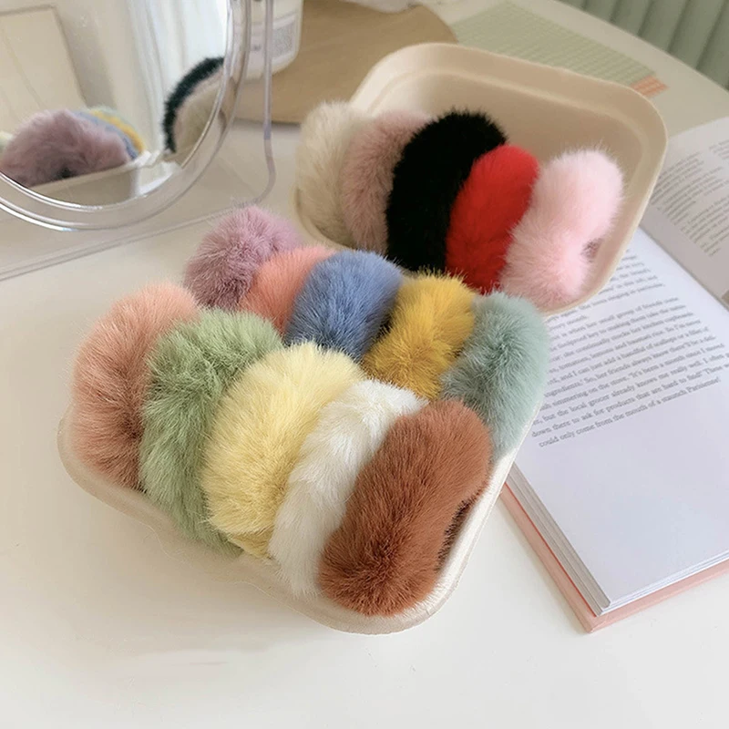 

Korean Style Soft Plush Large Intestine Hair Ring Candy Color High Elastic Hair Rope For Women Girl Fashion Hair Accessories