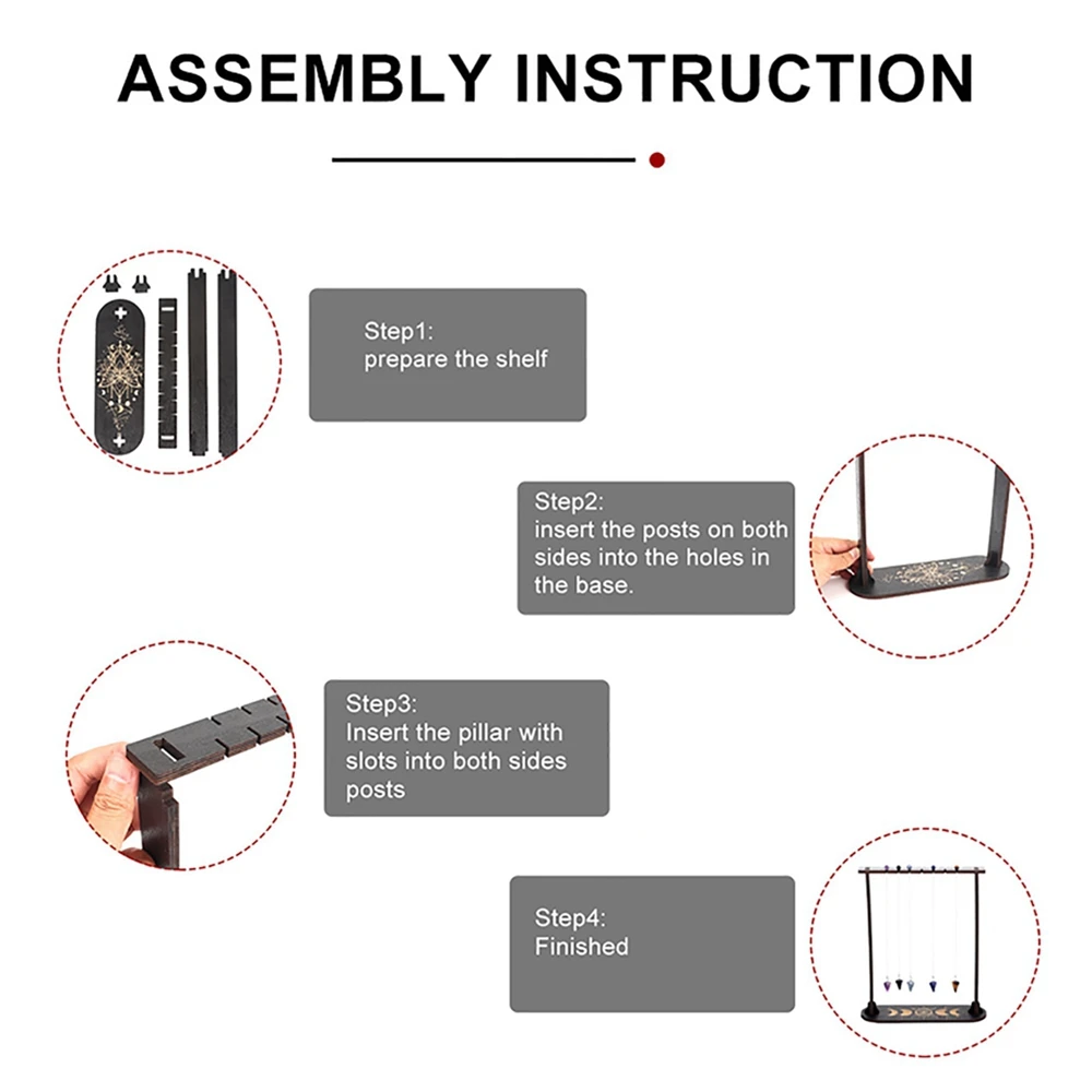 Soporte de exhibición de péndulo de madera de cristal Wiccan, soporte de exhibición de péndulo, organizador de regalo de brujería