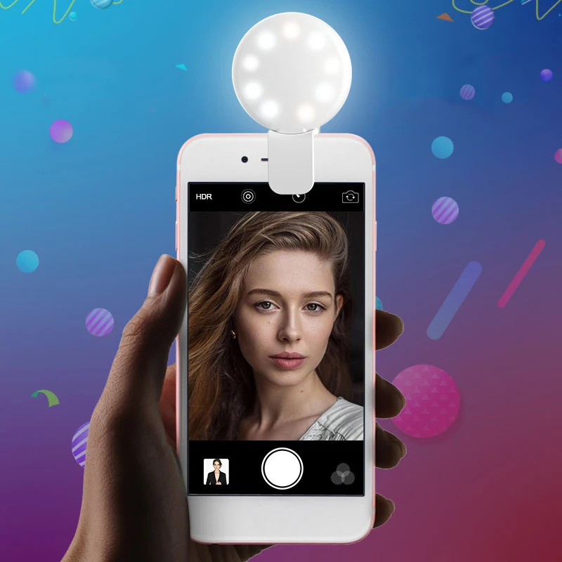 1/2PCS Mini Q Selfie Ring Light LED Flash Phone Lens Light USB Rechargeable Clip Mobile Phone Fill Lamp Women Selfie Lights