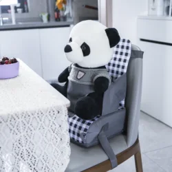 Toddler Portable Chair Booster Pad Baby Lightweight Indoor Dining Chair Comes with Safety Belt