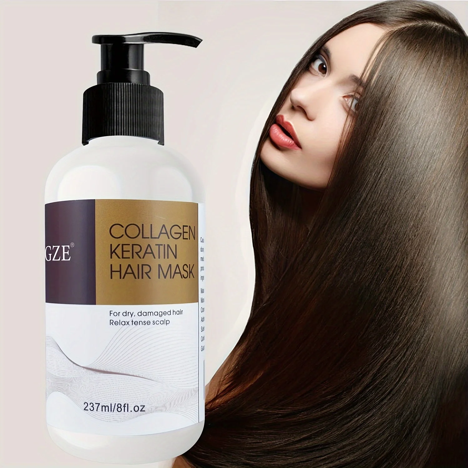 GZE Collagen Keratin Hair Mask - Deep Conditioning Treatment for Dry, Damaged Hair - Restores Shine, Strength, and Elasticity