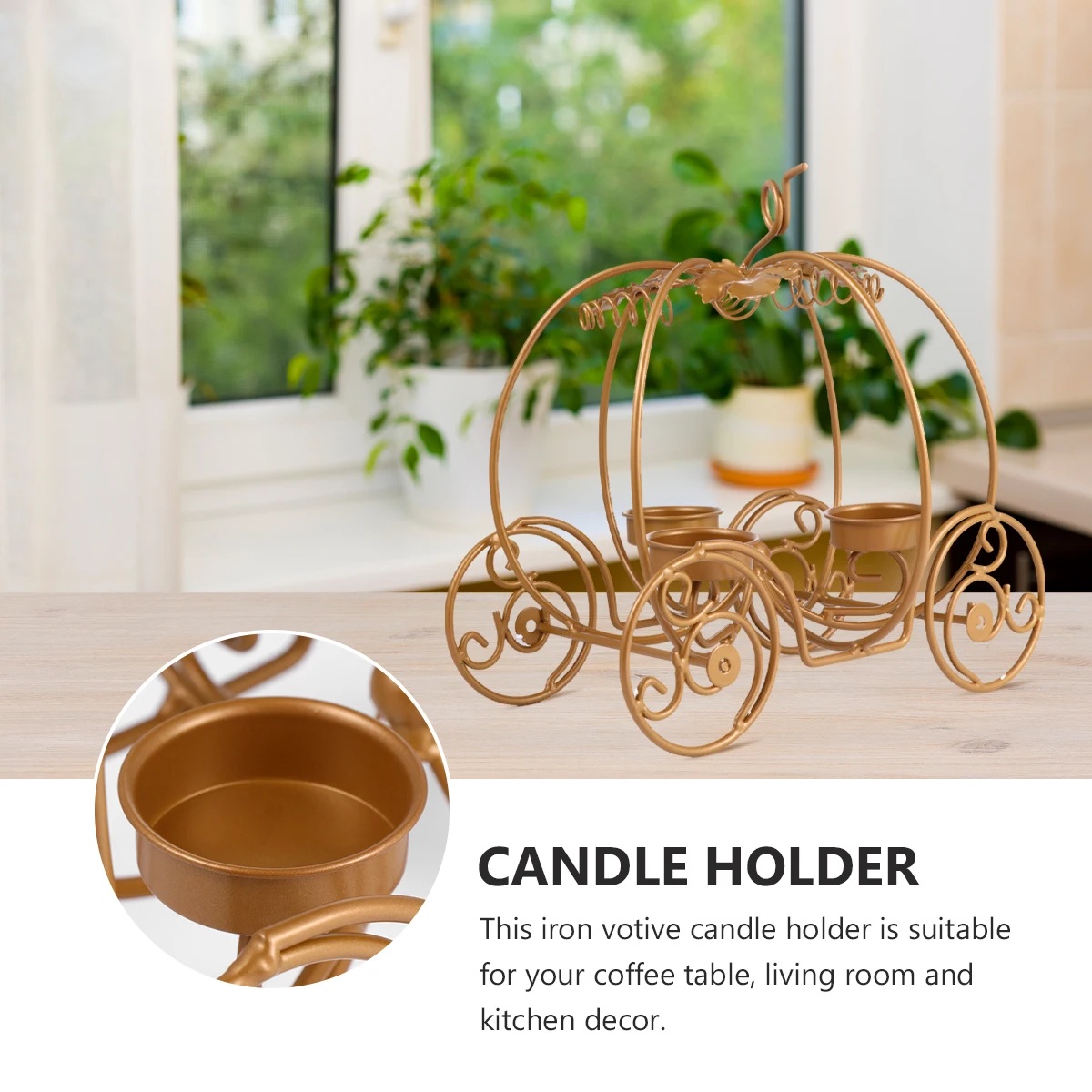 

Halloween Pumpkin Carriage Iron Holder Golden Desktop Decoration Reusable Romantic Night Party Event Shower