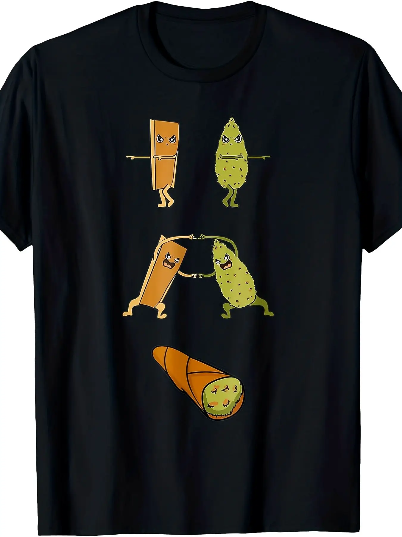 A Fun and Lively Oversized Men's Short-Sleeved T-Shirt Featuring a Creative Print of Anthropomorphic Food Characters in a Friendly Handshake Pose This Casual T-Shirt Features a Playful Design, Perfect for Everyday Outings, Parties, and Everyday Wear. The Loose Fit Combines Comfort with Style, Making It an Indispensable Item in Your Wardrobe!