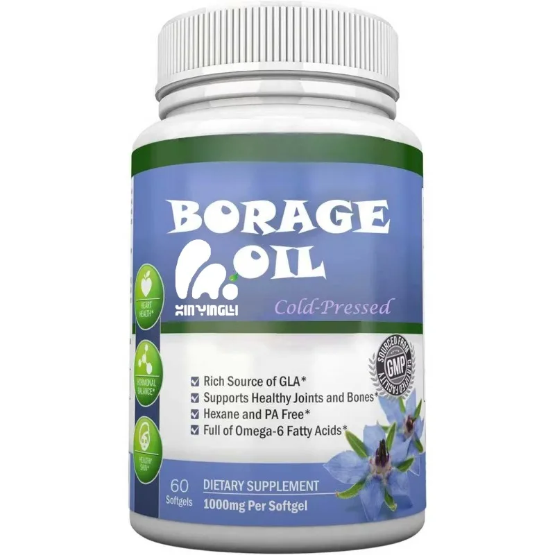 

Borage oil 1000mg -60 capsules - skin, hair, and bone health support