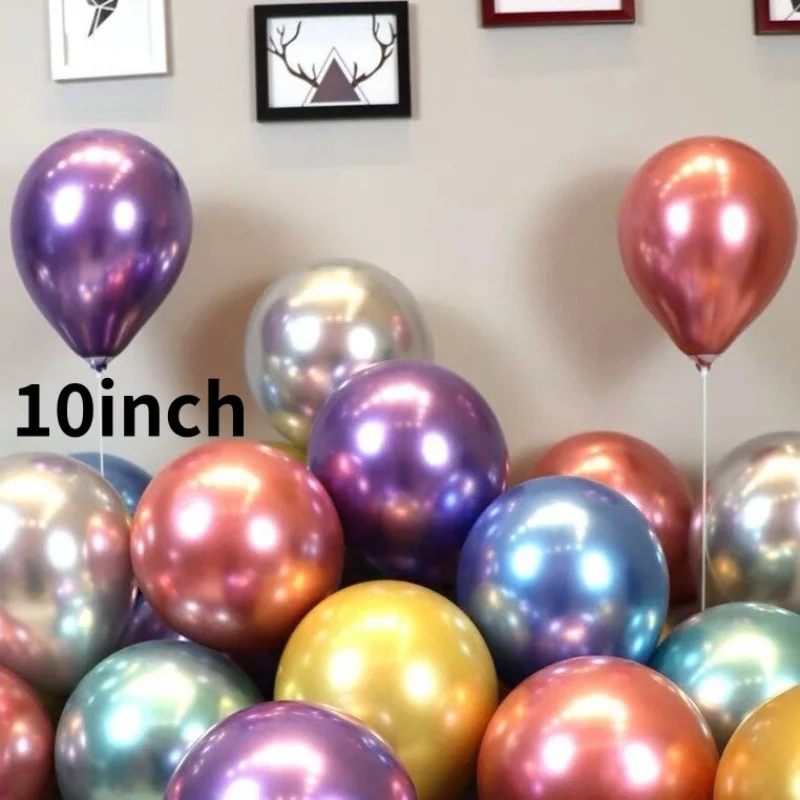 10/20/50 قطعة 10 بوصة بالونات اللاتكس المعدنية ل حفل زفاف وعيد ميلاد ديكور ، بالونات معدنية لتوريد عطلة مهرجان الحدث #2
