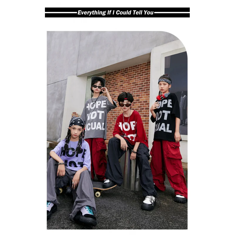 Kinder Hip-Hop Kostüme Jungen Coole Hip Hop Trommel Kits Mädchen Laufsteg Bühne Kurzarm T-Shirts Lange Hosen Leistung